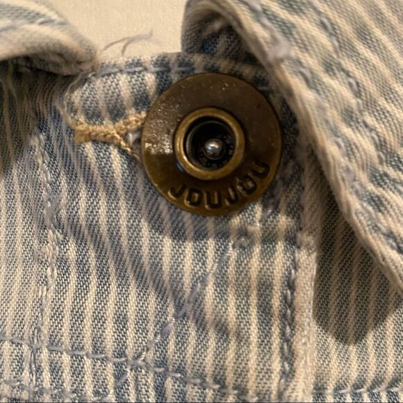 Jou Jou Denim Jacket Striped Jean Stretch Fabric Size M - Picture 6 of 16